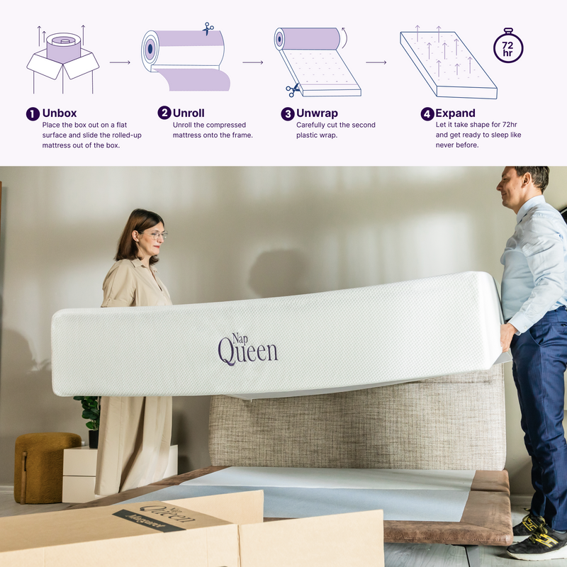 a person and person holding a napqueen mattress